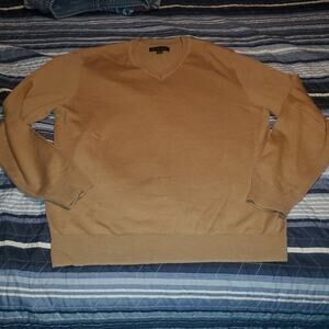 Kenneth Roberts Brown Merino Wool Sweater Large- Upcycle Crafts Repurpose Yarn